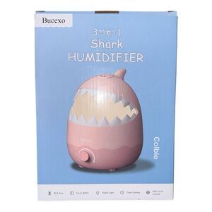 Bucexo 3-in-1 Shark Humidifier Cool Mist Diffuser Night Light Pink​
